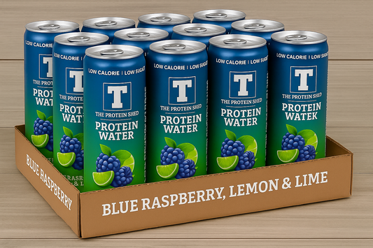The Protein Shed - 12 x Blue Raspberry Lemon and Lime Protein Water 330ml (15g Protein, 200mg Magnesium & B12)