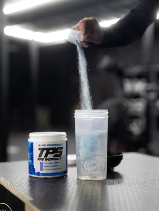 TPS Pre-Workout Blue Raspberry – Food Supplement with Caffeine (300mg) 30 Servings